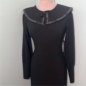 🆕 Stop Staring vintage retro Black Long Sleeve Dress with Ribbon Accent